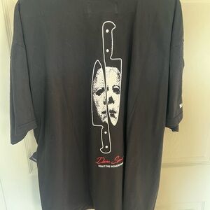 Darc Sport Halloween Black Graphic Tee with Knife and Face Design